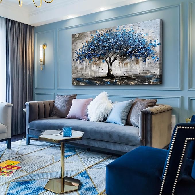 Lapremoly Framed Wall Decor For Living Room Wall Art For Office Bedroom Decor Tree Panoramic Landscape Wall Paintings Canvas Prints Textured Abstract Pictures Artwork Modern Home Decoration 24"X48"