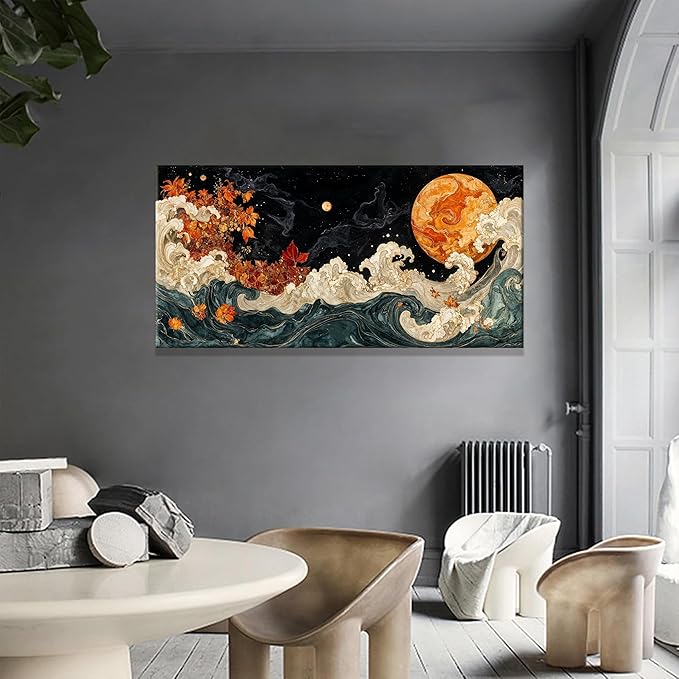 Suconvng Modern Boho Abstract Wall Artwork Canvas Art Wall Decor Pictures Painting Colorful Abstract Aesthetic Wall Decor For Living Room Bedroom Dining Room Home Office Artwork 24" × 48"