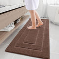 Buganda Bathroom Rugs, 59" x 24", Soft and Absorbent Microfiber Bath Rugs, Non-Slip Shaggy Shower Carpet, Machine Wash Dry Bath Mats for Bathroom Floor, Tub and Shower, Brown