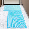 Ultra-Soft Bathroom Rug Set, 2-Piece – Absorbent, Non-Slip, Machine Washable Bath Mats for Bathroom, Shower, Sink, Kitchen （20" x 32" + 17" x 24"） Blue