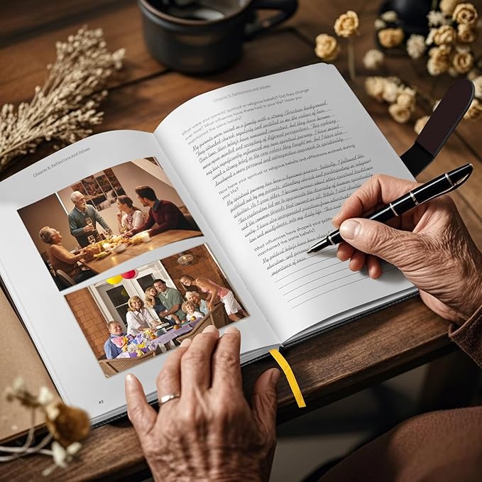 Artmag Grandpa's Life Story Journal with 250+ Prompt Questions, Family Keepsake Book Leather Cover for Grandpa to Share His Memories for Birthday Father's Day Christmas (Dark Green)