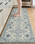 DEXI Kitchen Mats for Floor Cushioned, 23x86 Extra Large Long Runner Rug Non Slip, Waterproof Soft Comfort Standing Padded Anti Fatigue Decorative, Blue White
