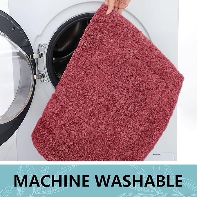 Buganda Bathroom Rugs, 30" x 20", Soft and Absorbent Microfiber Bath Rugs, Non-Slip Shaggy Shower Carpet, Machine Wash Dry Bath Mats for Bathroom Floor, Tub and Shower, Burgundy