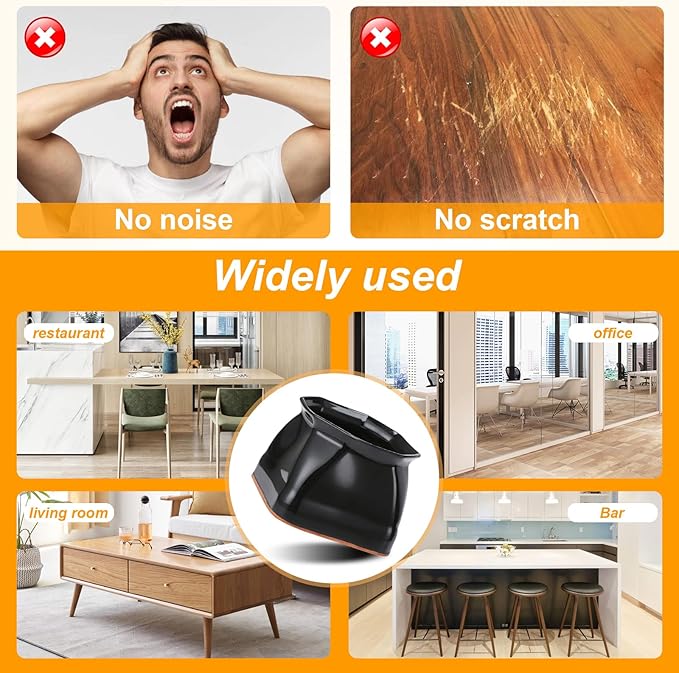 CHUNZEXI 36 Pack Square Chair Leg Floor Protectors for Hardwood Floors, Silicone Felt Covers Pads Caps, Protect Wood Furniture Feet Floors Noise Reduce and Scratch (Square X-Lager & Black)