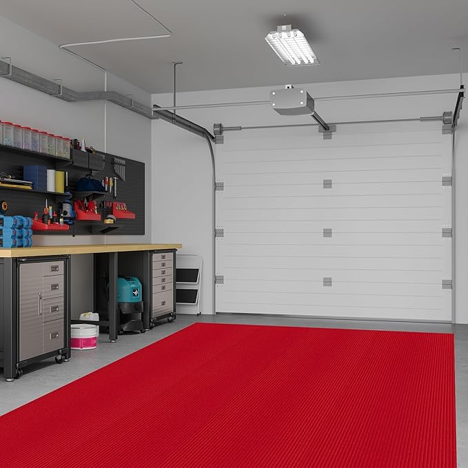 Ottomanson 6'6" x 22' Hallway Runner with Scraper Pile Extra Durable Non-Slip Rug Mat for Indoor & Outdoor Use - Ideal for Kitchen, Entryway, Patio & Garage - High-Traffic Carpet, Red