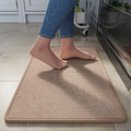 Kitchen Rugs Mat Non Slip Washable, Linen-Look 0.3" Thick Soft Cushioned Absorbent Kitchen Mats for Floor, Mild Anti-Fatigue Runner Rug Sink Mat Laundry Standing Mats, Easy Clean, Brown 17"x30"