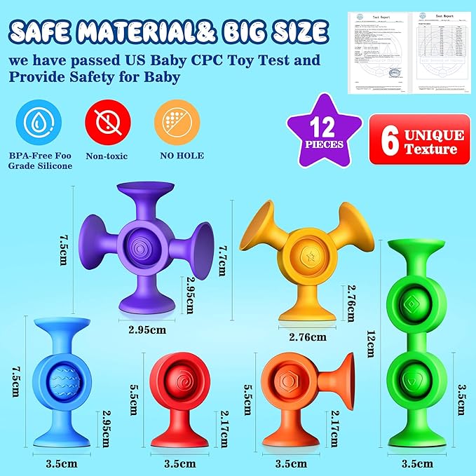 Baby Bath Toys Suction Toy: No Hole Bath Toy for Baby Toddlers Sensory Fidget Toys for Autism Fine Motor Skills Suction Cup Toys for Boys Girls - Bathtub Airplane Travel Window Building Toy