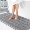 OLANLY Thick Bathroom Rugs 47x24, Extra Soft Absorbent Chenille Striped Bath Rugs, Rubber Backing, Machine Wash Dry, Bath Mats for Bathroom Floor, Tub and Shower, Home Decor Accessories, Grey