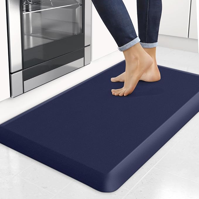 4/5 Inch Thick Kitchen Mats for Floor, StepRite Kitchen Rug for Standing Desk, Non-Slip, Thicker, Stain & Water Resistant, Comfort Anti Fatigue Floor Mat for Home, Kitchen, Office - Blue,32 * 20''