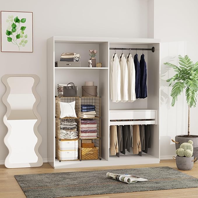 C&AHOME Wire Cube Storage, 6 - Cube Organizer Metal C Grids, Modular Shelves Units, Closet Organizer, Ideal for Home, Office, Living Room, 36.6”L x 12.4”W 36.6”H, Brown UWCS3006R