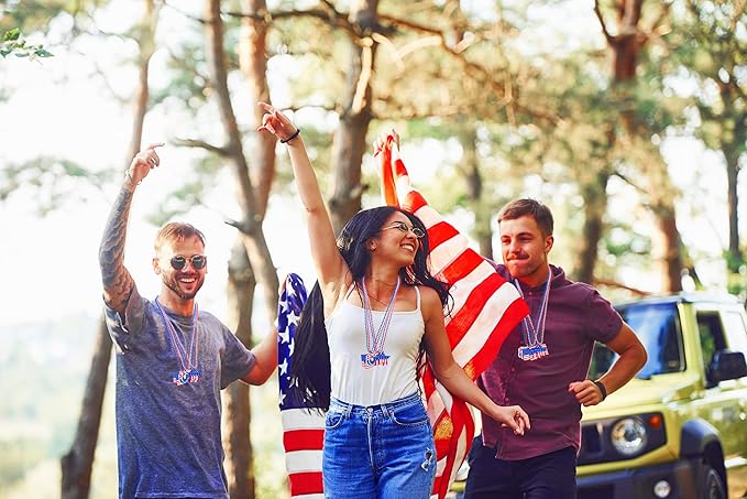 36PCS Fourth/4th of July Necklaces Beads: Patriotic Accessories Bulk Memorial Day Party Favors Decor Decorations-Star Uncle Sam Hats
