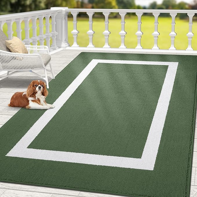 OLANLY Indoor Door Mat, 71x47, Non-Slip Absorbent Resist Dirt Entrance Mat, Washable Low-Profile Inside Entry Doormats for Entryway, Green