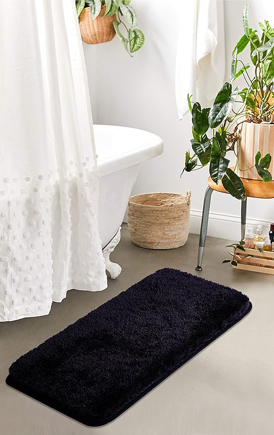Suchtale Large Extra Soft and Absorbent Shaggy Bath Mat (24 x 40, Dark Purple) Machine Washable Microfiber Non Slip Bath Mat for Bathroom Floor