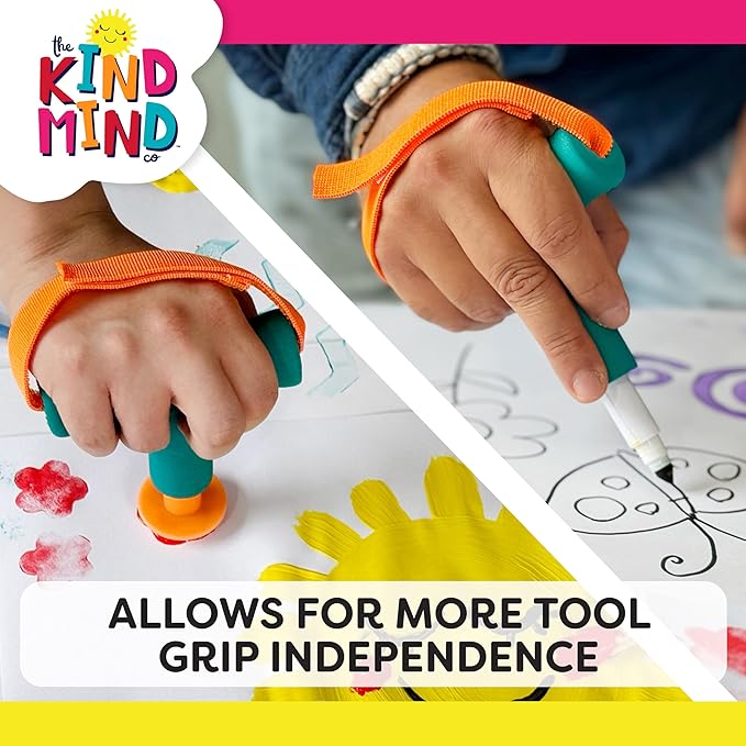 T-Shaped Grip Tool - The Kind Mind Company™ Adaptive Art, Accessibility Aid for Kids & Adults, Mobility Aid for Painting, Drawing, Gripping - Large, 2-Pack