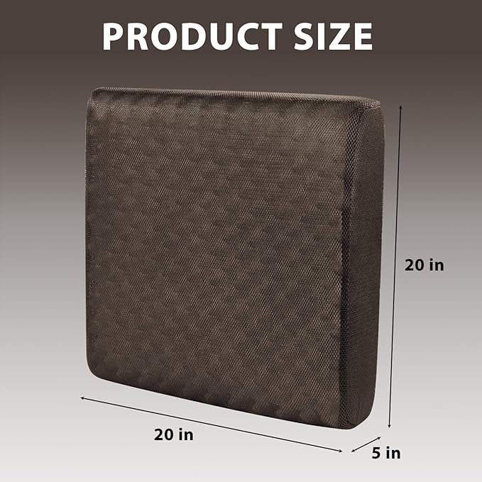 Extra Thick 5" Recliner Cushions for Elderly, 20"x20" Egg Shaped Foam Recliner Chair Cushion, Extra Large Egg Chair Cushion - Comfort & Support for Long Sitting - Brown - 20"x20"x5"