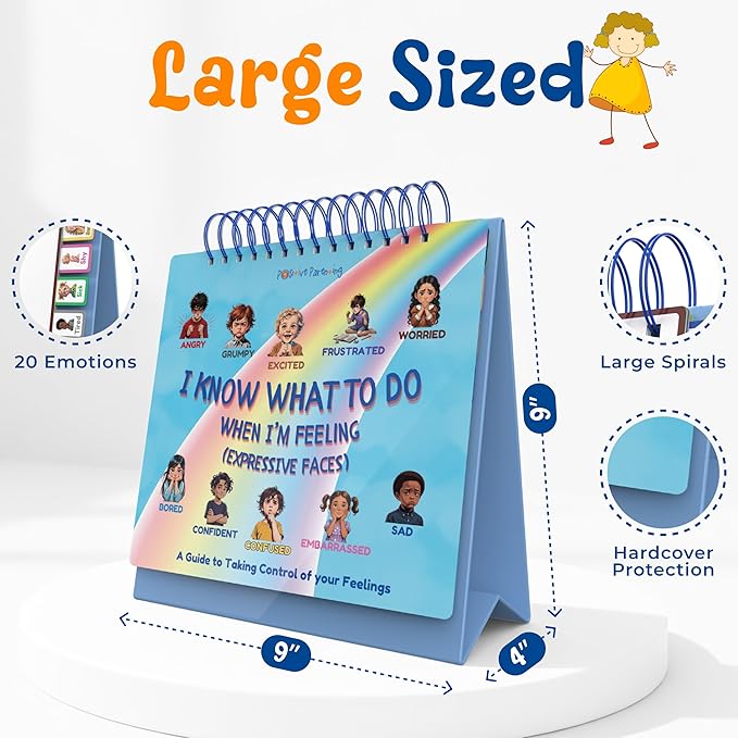 Thought-Spot Expressive Faces Flipbook | Emotions Wheel & Feelings Chart | Emotional Regulation Tool for Home, Class, Calm Down Corner | Helps Kids Learn Coping Skills | Autism Must-Have