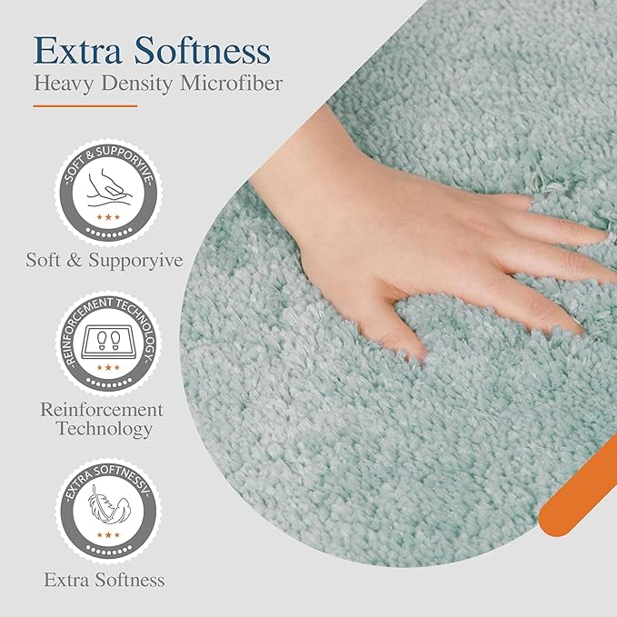Walensee Large Bathroom Rug (24 x 36, Aqua) Extra Soft and Absorbent Shaggy Bath Mat Machine Washable Microfiber Non Slip Luxury Floor Mat