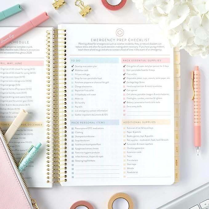 PPP Home Planner 2026 | 12-Month Weekly Calendar (Sunday Start) | Monthly Review & Seasonal Checklists | Budgeting & Savings Worksheets | Daily Bible Reading Plan | Checklists for Routines and Goals