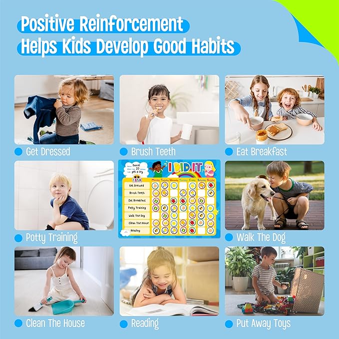 Magnetic Reward Chart, Dry Erase Task Board-One Chart & 72 Magnetic Reward Magnets, Behavior Tracker for Daily Routine, Potty Training