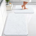 OLANLY Bathroom Rugs Sets 2 Piece, Soft Absorbent Chenille Bath Mats Area Rug Set, Non-Slip, Quick Dry, Machine Washable Bath Mats for Bathroom, Home Decor Accessories (30"x20"+24"x16", White)