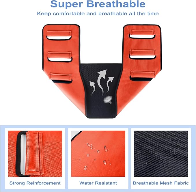 Transfer Belt Transfer Sling - Padded Gait Belt - Heavy Duty Patient Lift, Mobility Standing and Lifting Aid for Disabled, Elderly, Injured - Safely Move from Bed and Wheelchair (Orange)