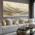 Gold Home Wall Decor Line Canvas Wall Art Vintage Artwork 29"x58" Large Poster for Living Room Office Kitchen Pictures