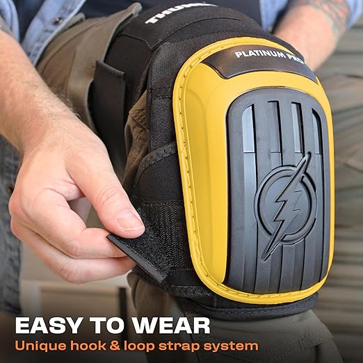 Thunderbolt Knee Pads for Men Construction Knee Pads for Work for Men and Women with Double Gel for Gardening Flooring Roofing Heavy Duty with Extra Thick Foam and Strong Adjustable Non-Slip Straps