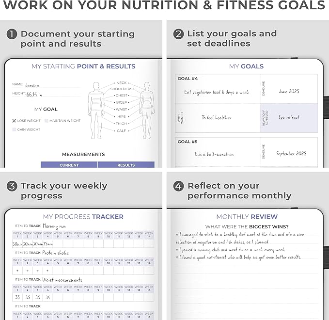 Clever Fox Fitness & Food Journal Pocket – Nutrition & Workout Planner for Women & Men – Diet & Gym Exercise Log Book with Calendars, Diet & Training Trackers – Lasts 3 Months, 4.3x5.5” (Black)