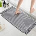 H.VERSAILTEX Waffle Bath Mat Super Absorbent Boho Bath Mat Non Slip Bath Rugs for Bathroom Floor Machine Washable Dry Fast Bathroom Rugs with Tassels, 17" x 24", Dove