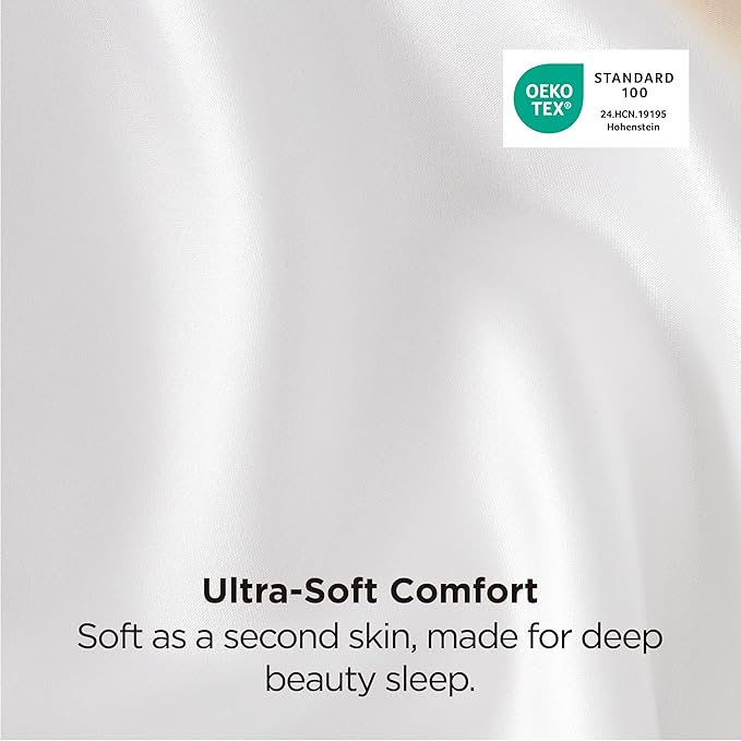 Bedsure Satin Pillowcases, Similar to Silk Pillow Cases Queen Size Set of 2, Pure White Cooling Pillow Case for Sleeping Women with Envelope Closure, Gifts for Women Men, 20x30 Inches, 2pcs