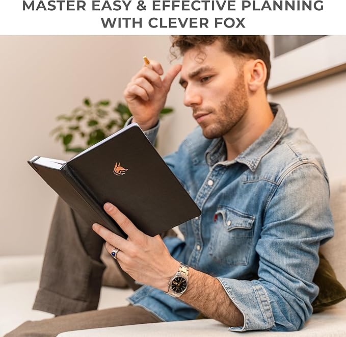 Clever Fox Dated Planner Premium 2026 – Weekly Agenda for Planning & Time Management –Notebook with Habit Tracker & To-do List (Black)
