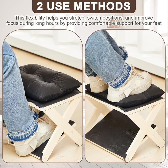 Novabright Double Step Footrest, Wooden Foot Rest for Under Desk at Work with Non-Slip Surface, Ergonomic Foot Stools for Improved Posture, Leg Rest for Chair, Computer Gaming, Home and Office
