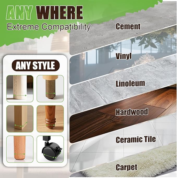 xxxHOLIC Non Slip Furniture Pads, 2” x 2” Brown Square, Set of 4, Anti Skid Furniture Feet Coasters, Rubber Grippers for Hardwood Floors, Bed Couch Stoppers to Prevent Sliding and Floor Scratches