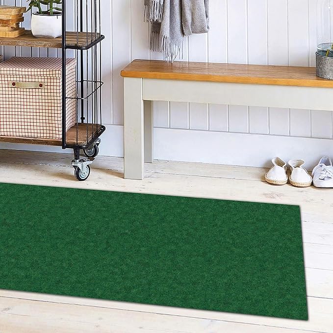 Ottomanson 2' x 6' Hallway Runner with Scraper Pile Extra Durable Non-Slip Rug Mat for Indoor & Outdoor Use - Ideal for Kitchen, Entryway, Patio & Garage - High-Traffic Carpet, Green