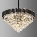 7-Tier Black Gold Crystal Chandelier 35.5’’ 18-Light Modern Crystal Pendant Chandelier Ceiling Light Fixture Hanging Lighting for Living Room Villa Restaurant Foyer High Ceiling