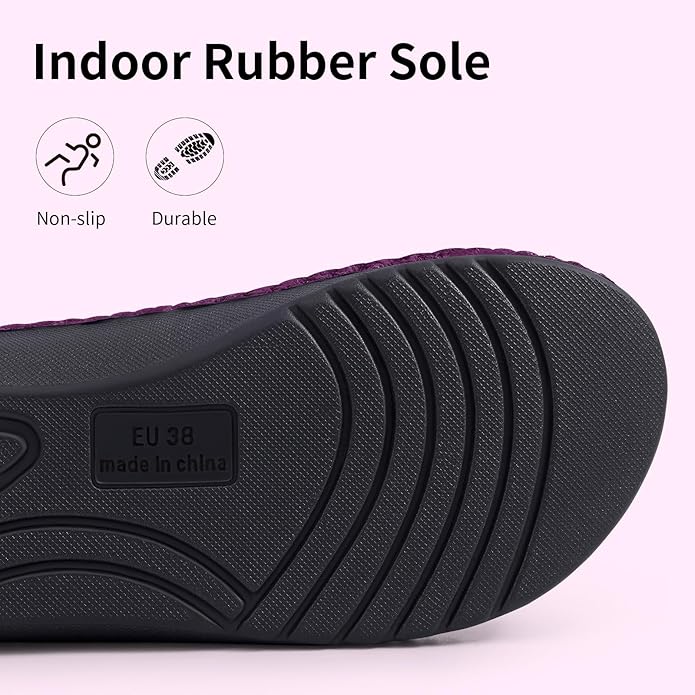 Litfun Orthopedic House Slippers for Women Adjustable Arch Support Indoor Slippers Open Toe Corduroy Bedroom Shoes