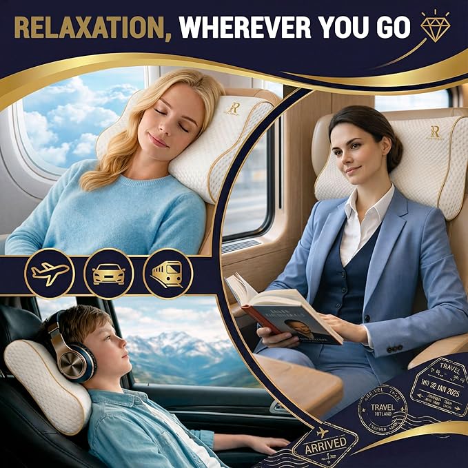2-Pack Travel Memory Foam Pillow, Camping, Cervical for Pain, Contour, Pillow for Neck and Shoulder, Neck