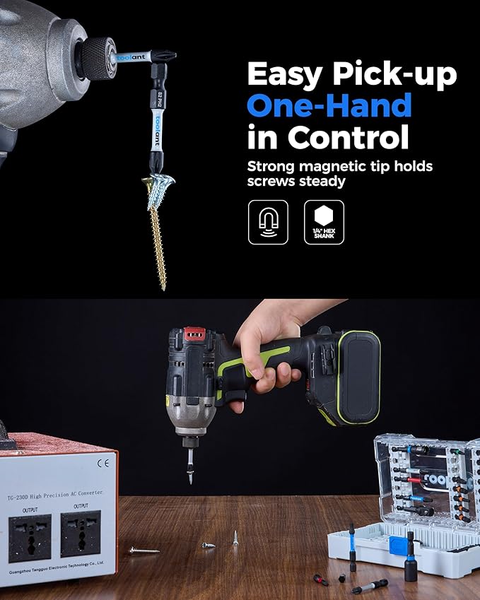 toolant Impact Driver Bit Set, Magnetic Screwdriver Bit Set, 1/4'' Hex S2 Steel Impact Driver Bit Set with Storage Box, 40-Piece