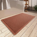 AMOAMI Upgraded Waffle Bath Mat, Super Absorbent Non Slip Bath Mats for Bathroom Floor, Machine Washable Bathroom Rugs with Tassels, Rubber Backed Bathroom Mats, Ultra Soft, 18" x 30", Dirty Orange