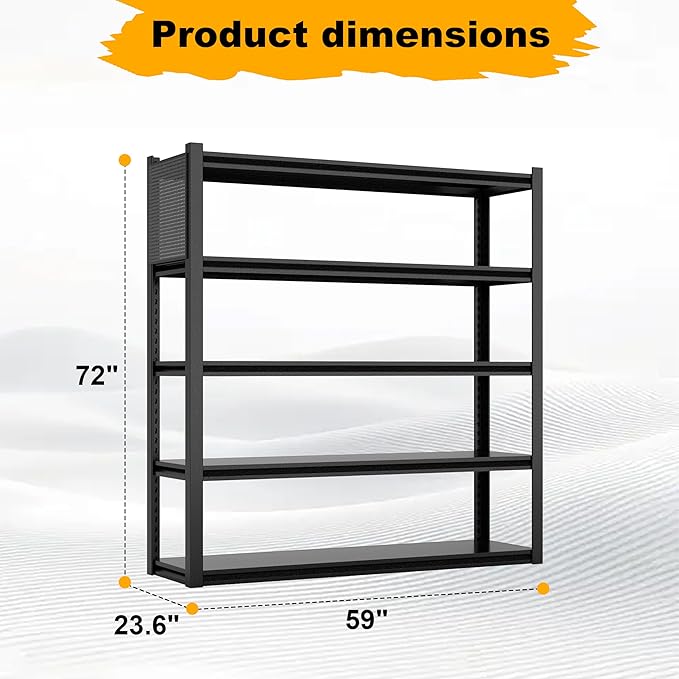 2 Sets Storage Shelves with Pegboard,59" W 24" D Heavy Duty Garage Shelving Units and Storage,Metal Shelving Adjustable Shelves,Garage Storage Rack,Industrial Utility Shelf Organization
