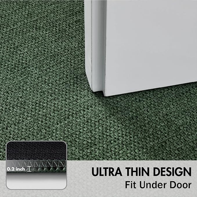 MIULEE Christmas Green Set of 2 Ultra Thin Bathroom Rugs, Rubber Bath Mats for Bathroom Non Slip, Quick Dry Absorbent Bath Rug Machine Washable, Fit Under Door, Shower, Sink, Decor, 17"x27"+20"x32"