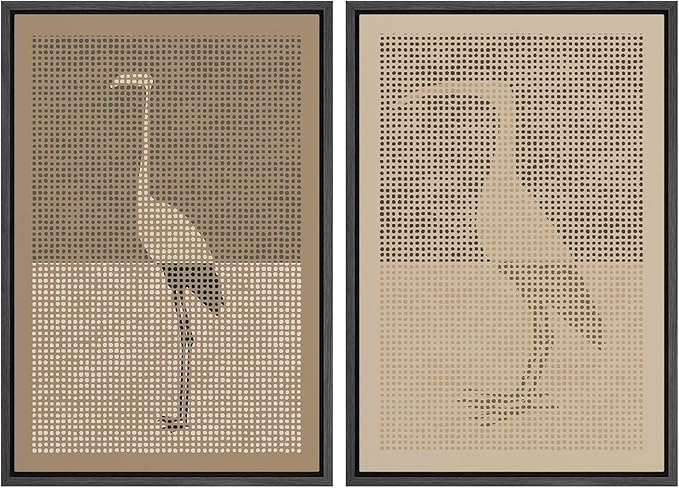 MUDECOR Framed Canvas Print Wall Art Bird Silhouette Modern Minimalist with Heron Crane Illustrations Modern Art Decorative Bohemian Colorful for Living Room, Bedroom, Office - 16"x24"x2 Black