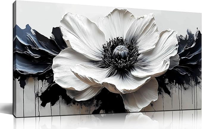 Flower Canvas Wall Art for Living Room - Black and White Wall Art for Bedroom - Modern Wall Decor for Bedroom Women Size 20" x 40"