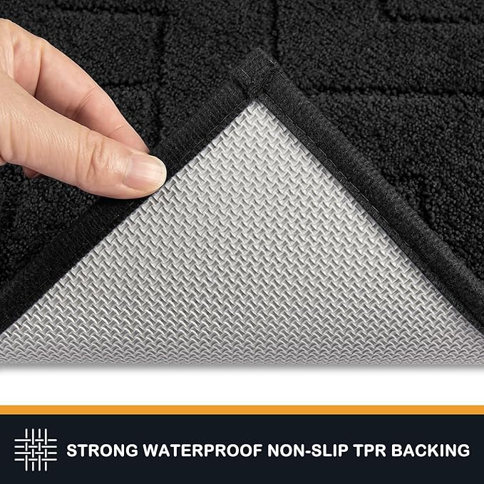 PURRUGS Dirt Trapping Door Mat 34" x 59", Non-Slip Machine Washable Entry Rug, Shoe Scraper, Dog Doormat, Super Absorbent Welcome Mat for Front & Back Door, Muddy Wet Shoes & Paws, Black