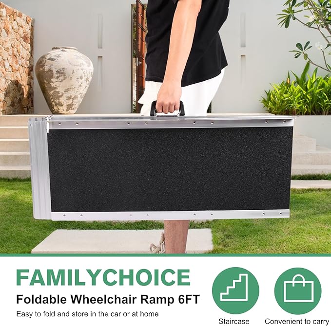 Generic Portable Wheelchair Ramp Aluminum Folding Door Threshold Wheelchair Ramp Threshold Ramp for Home Steps Stairs Entry Threshold Doorways
