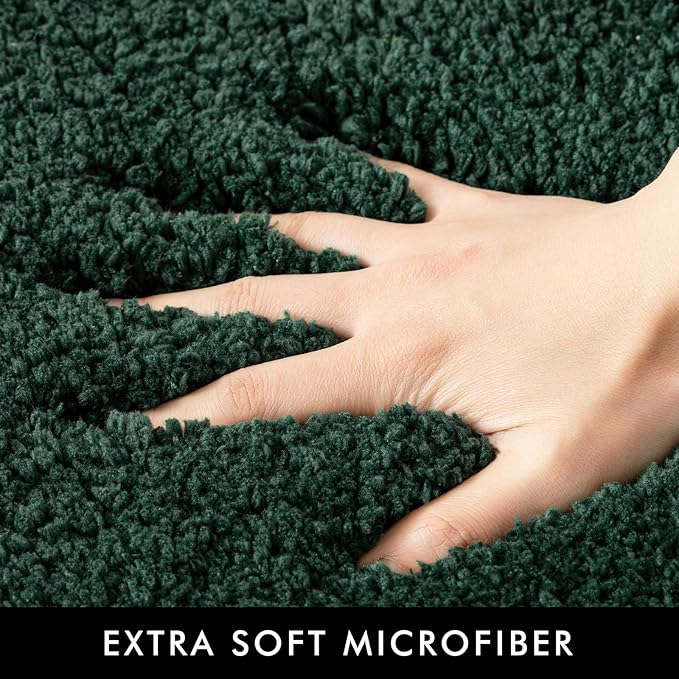 MIULEE Christmas Dark Green Bathroom Runner Rug 24x60 Inches, Long Bath Mat for Bathroom Floor Bathtub Showers, Machine Washable Absorbent Microfiber Carpet with TPR Anti-Slip Back