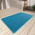 AMOAMI Upgraded Waffle Bath Mat, Super Absorbent Non Slip Bath Mats for Bathroom Floor, Machine Washable Bathroom Rugs with Tassels, Rubber Backed Bathroom Mats, Ultra Soft, 20" x 32", Teal