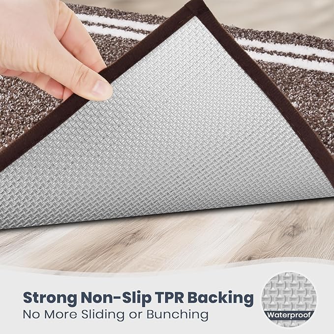 PURRUGS Bathroom Rug Non-Slip Machine Washable 30" x 46", Super Absorbent and Quick Dry Shaggy Microfiber Bath Mat, Extra Soft and Plush Bath Rug for Bathtub, Shower and Sink, Brown