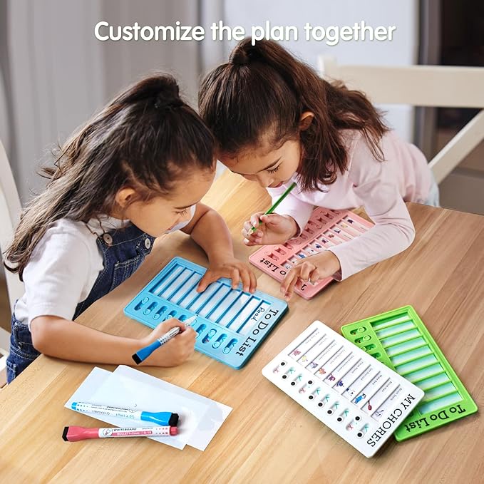 Chore Chart Board for Kids with Adhesive Pads,Kids ADHD to Do List.Helping ADHD Plan Household and Work tasks.4 Planner Boards, 4 Marker