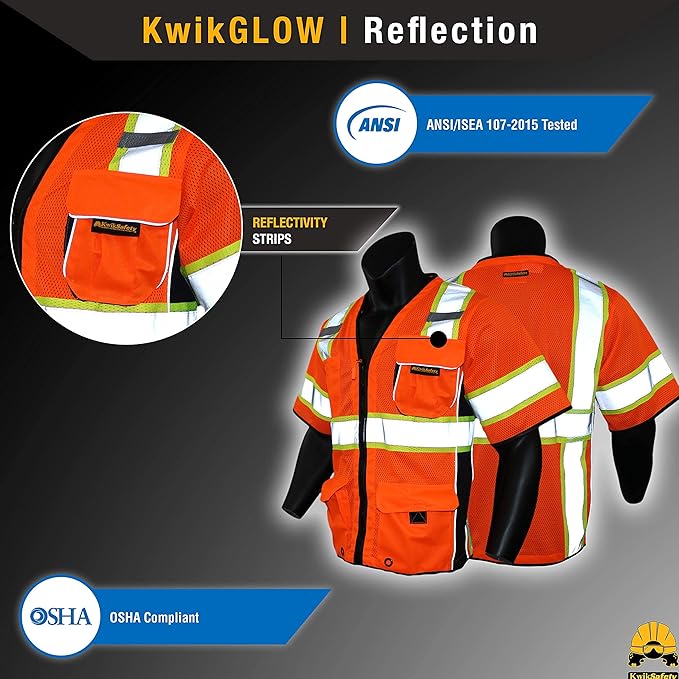 KwikSafety - Charlotte, NC - Men's & Women's Class 3 Safety Vest PPE Hi Vis Reflective ANSI OSHA